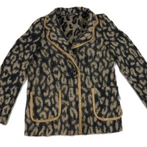 TWINS leopard print sweater knit blazer